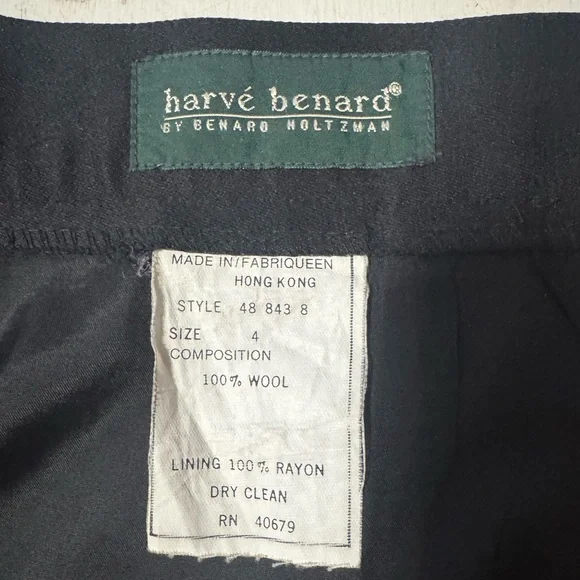 Vtg Harve Benard Classic Black Pleated Wool Midi Skirt - Hong Kong - Women’s 4 - Picture 7 of 10
